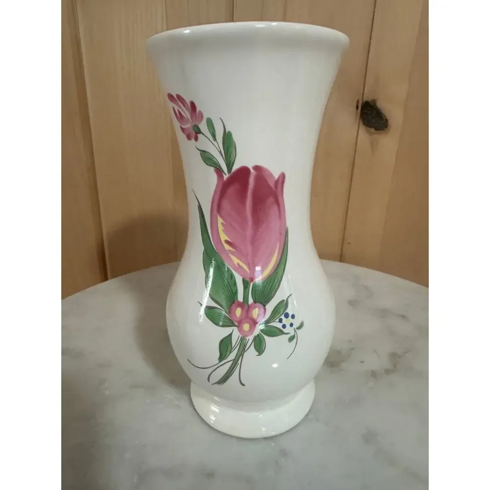 Vintage Luneville France Keller & Guerin Floral Earthenware Vase 6 3/4